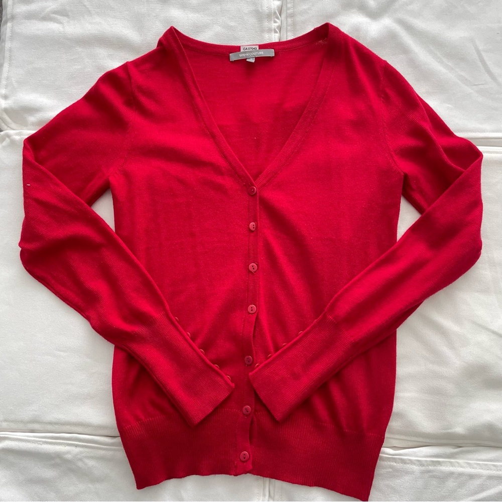 Wow Couture size S bright rose red cardigan